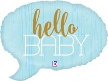 Betallic 24inch Shape Hello Baby - Blue (A) Pkg - Foil Balloons