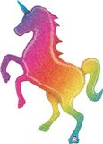 Betallic 54inch Shape Glitter Rainbow Unicorn Holographic (O) Pkg - Foil Balloons