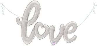 Betallic 47inch Air-Filled Shape Love Script Silver Pkg - Foil Balloons