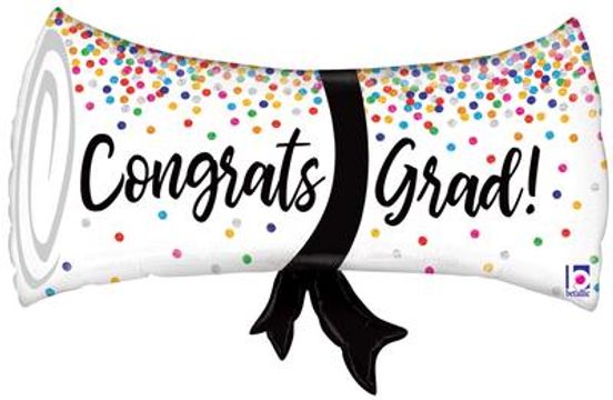 Betallic 31inch Shape Grad Confetti Diploma Holographic (C) Pkg - Foil Balloons