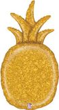 Betallic 35inch Shape Gold Glitter Pineapple Holographic (F) Pkg - Foil Balloons