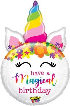 Betallic 33inch Shape Mighty Birthday Unicorn Pkg - Foil Balloons