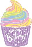 Betallic 27inch Shape Pastel Birthday Cupcake Holographic (C) Packaged - Foil Balloons