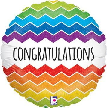 Chevron Congratulations Holographic - Foil Balloons