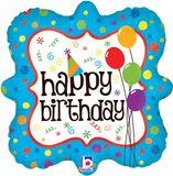 Betallic 18inch Birthday Squiggles & Dots Holographic - Foil Balloons