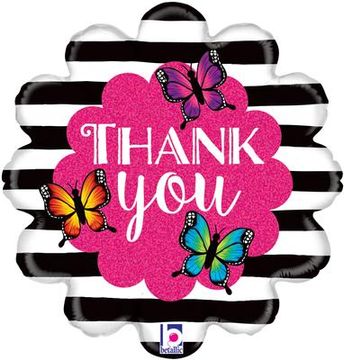 Betallic 18inch Radiant Butterfly Thank You Holographic - Foil Balloons