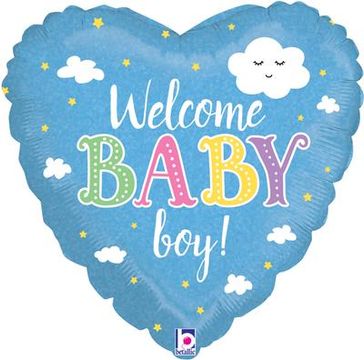 Betallic 18inch Welcome Baby Boy Holographic - Foil Balloons