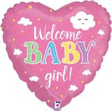 Betallic 18inch Welcome Baby Girl Holographic - Foil Balloons