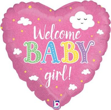 Betallic 18inch Welcome Baby Girl Holographic - Foil Balloons