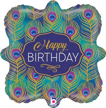 Betallic 18inch Glitter Peacock Birthday Holographic - Foil Balloons