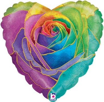 Betallic 18inch Rainbow Rose Holographic - Foil Balloons