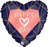 Betallic 18inch Geo Navy Heart Holographic - Foil Balloons