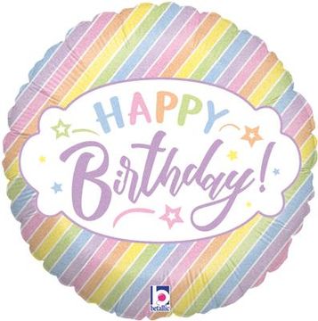 Betallic 18inch Pastel Birthday Holographic - Foil Balloons