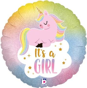 Betallic 18inch Glitter Pastel Unicorn Baby Holographic - Foil Balloons