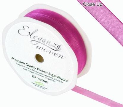 Woven Edge Ribbon 10mm x 20m Fuchsia No.28 - Ribbons