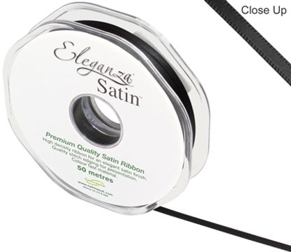 Eleganza Double Faced Satin 3mm x 50m Black No.20 - Ribbons