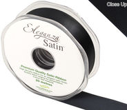 Eleganza Double Faced Satin 25mm x 20m Black No.20 - Ribbons