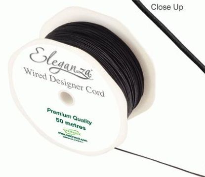 Eleganza Wired Designer Cord 1mm x 50m Black No.20 - Ribbons