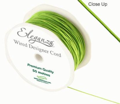 Eleganza Wired Designer Cord 1mm x 50m Lime Green No.14 - Ribbons