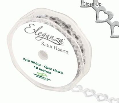 Eleganza Open Satin Hearts 15mm x 10m Silver No.24 - Ribbons