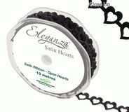 Eleganza Open Satin Hearts 15mm x 10m Black No.2 - Ribbons