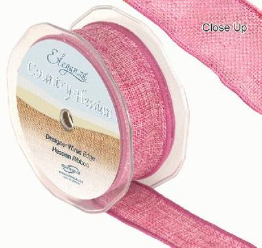 38mm x 10m CountryHessian - Light Pink - Ribbons