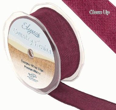 38mm x 10m CountryHessian - Burgundy - Ribbons