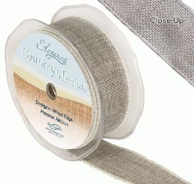 38mm x 10m CountryHessian - Light Grey - Ribbons