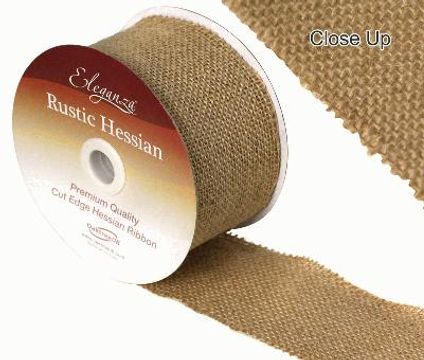 Eleganza Rustic Hessian Cut edge - Natural - 70mm x 9.1m - Ribbons