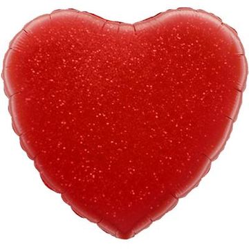 Oaktree 18inch Red Holographic Heart Packaged - Foil Balloons