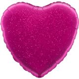 Oaktree 18inch Fuchsia Holographic Heart Packaged - Foil Balloons