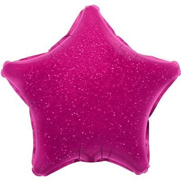 Oaktree 19inch Fuchsia Holographic Star Packaged - Foil Balloons