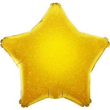 Oaktree 19inch Gold Holographic Star Packaged - Foil Balloons