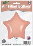 Oaktree 9inch Rose Gold Star Packaged x 5pcs - Foil Balloons