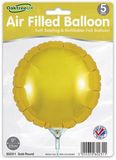 Oaktree 9inch Gold Round Packaged x 5pcs - Foil Balloons