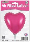 Oaktree 9inch Pink Heart Packaged x 5pcs - Foil Balloons