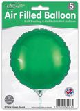 Oaktree 9inch Green Round Packaged x 5pcs - Foil Balloons