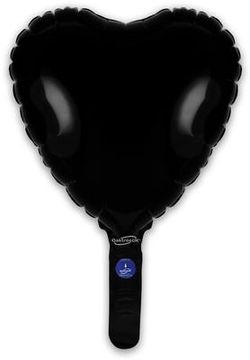 Oaktree 9inch Black Heart (Flat) - Foil Balloons