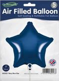 Oaktree 9inch Navy Blue Star Packaged x 5pcs - Foil Balloons