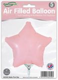 Oaktree 9inch Matte Pink Star Packaged x 5pcs - Foil Balloons