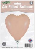 Oaktree 9inch Matte Nude Heart Packaged x 5pcs - Foil Balloons