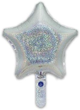 Oaktree 9inch Holographic Silver Star (Flat) - Foil Balloons