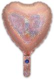 Oaktree 9inch Holographic Rose Gold Heart (Flat) - Foil Balloons