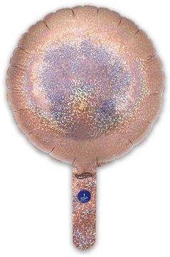 Oaktree 9inch Holographic Rose Gold Round (Flat) - Foil Balloons