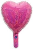 Oaktree 9inch Holographic Pink Heart (Flat) - Foil Balloons