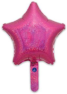 Oaktree 9inch Holographic Pink Star (Flat) - Foil Balloons
