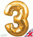 Oaktree 30inch Number 3 Gold - Foil Balloons