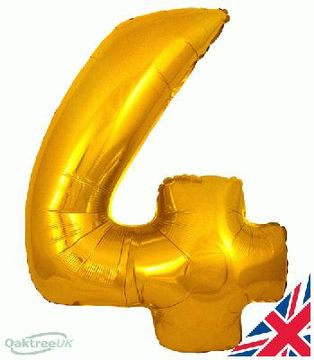 Oaktree 30inch Number 4 Gold - Foil Balloons