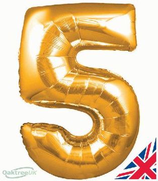 Oaktree 30inch Number 5 Gold - Foil Balloons