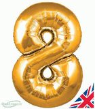 Oaktree 30inch Number 8 Gold - Foil Balloons